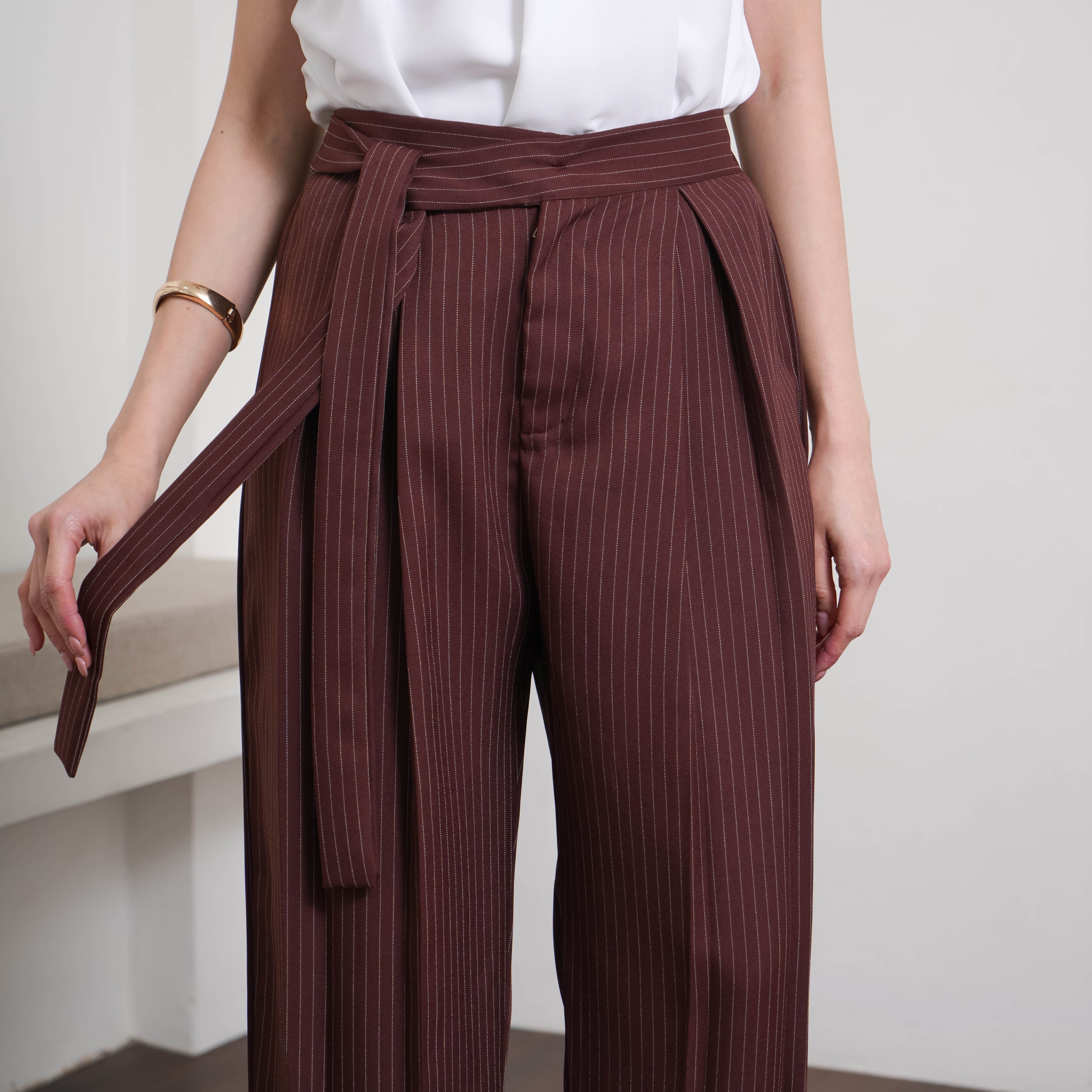 Corenne Semiwool Stripe Pants