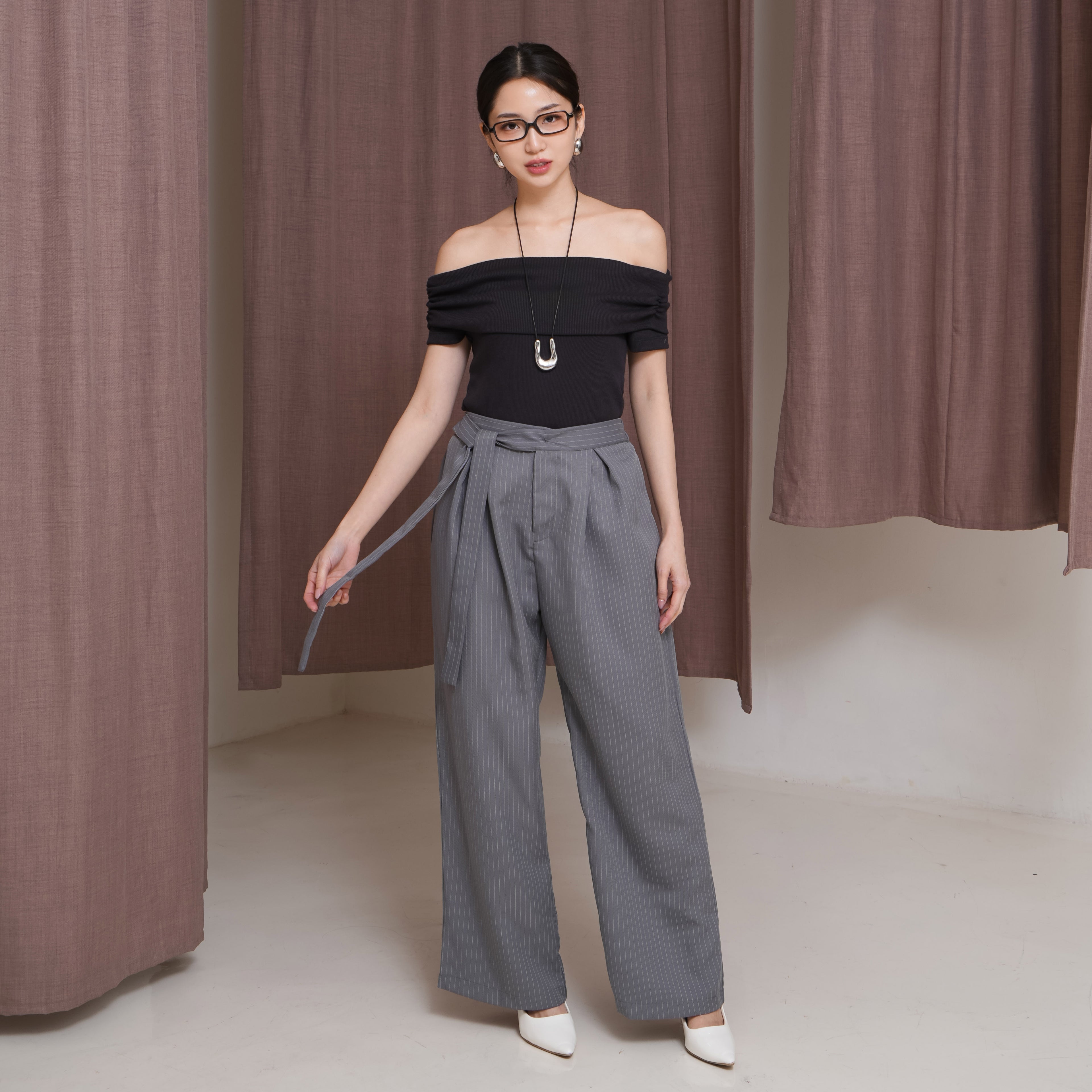 Corenne Semiwool Stripe Pants