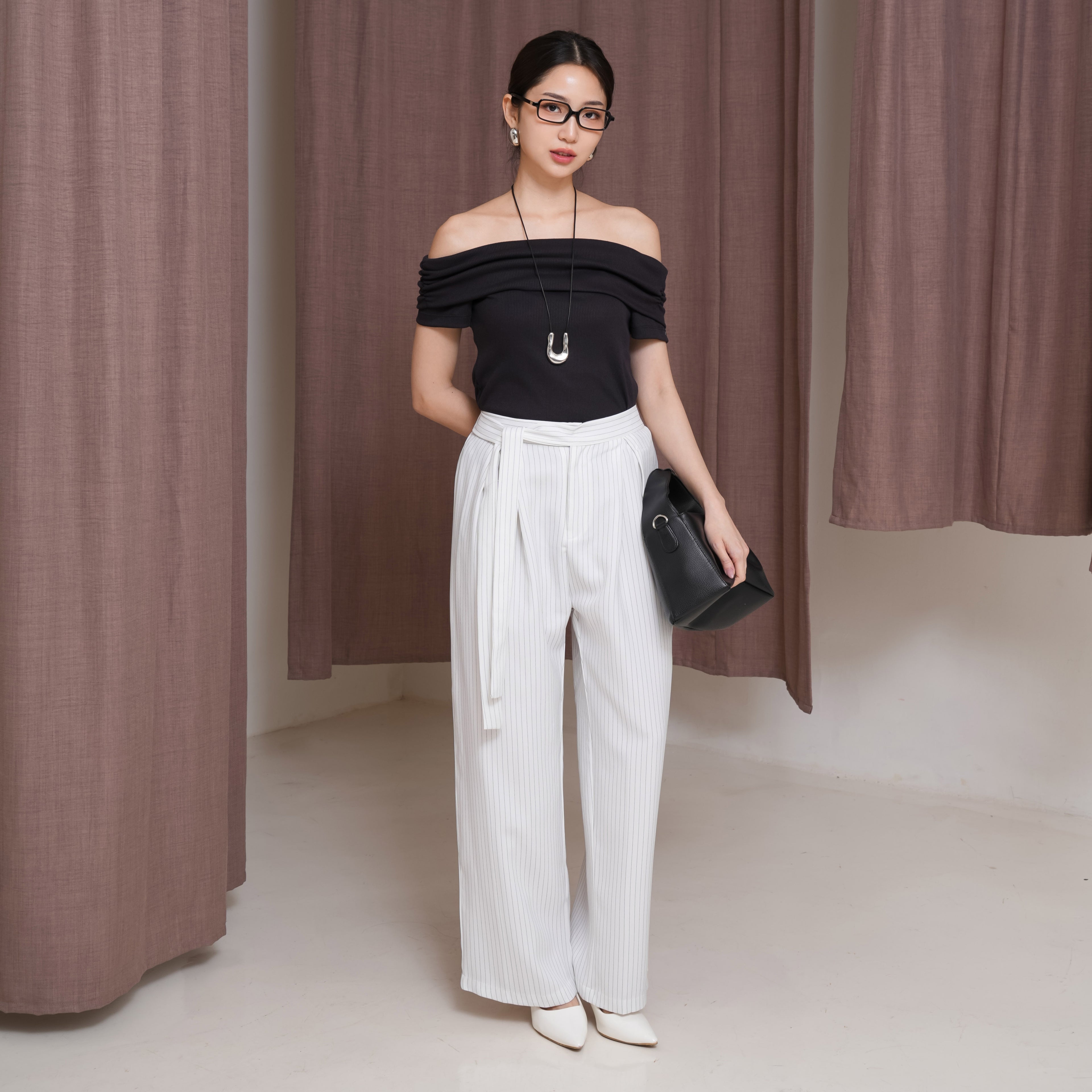Corenne Semiwool Stripe Pants