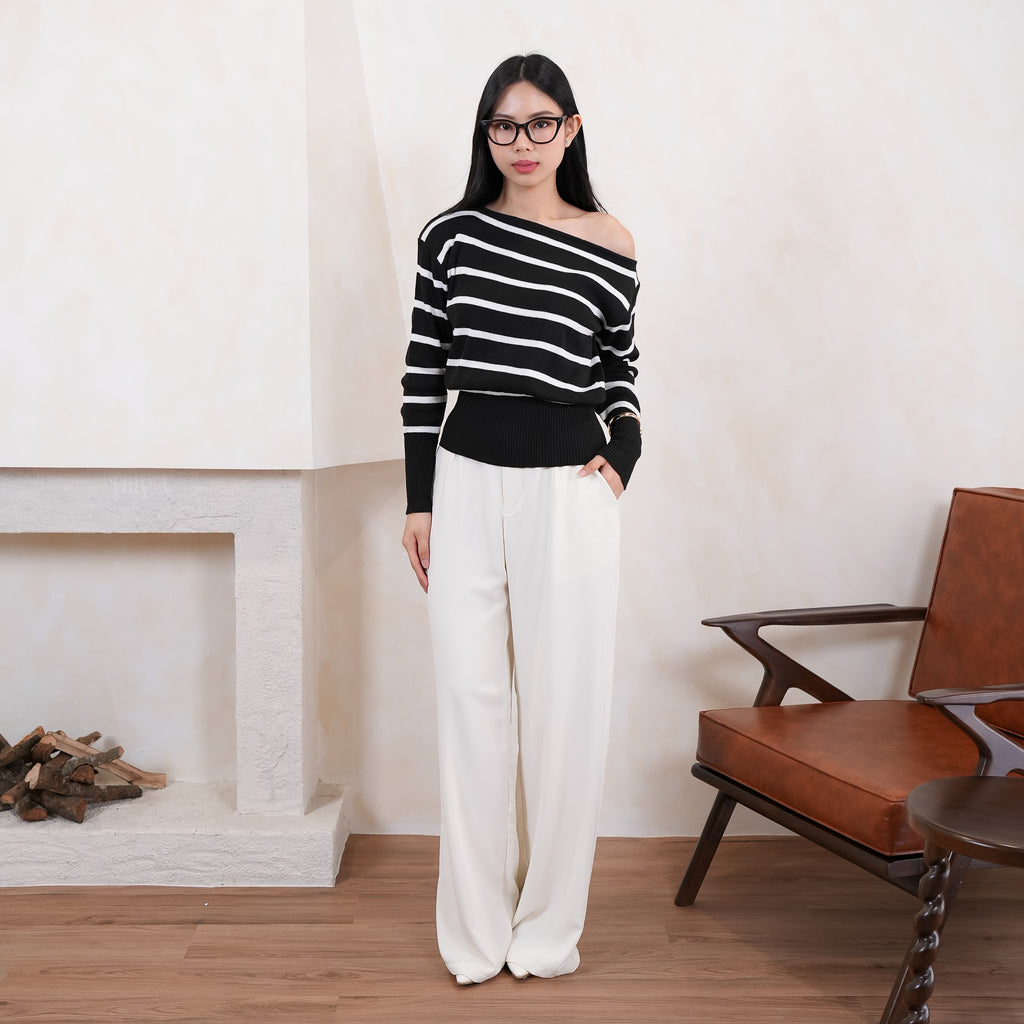 Liora Stripe Off-Shoulder Knit