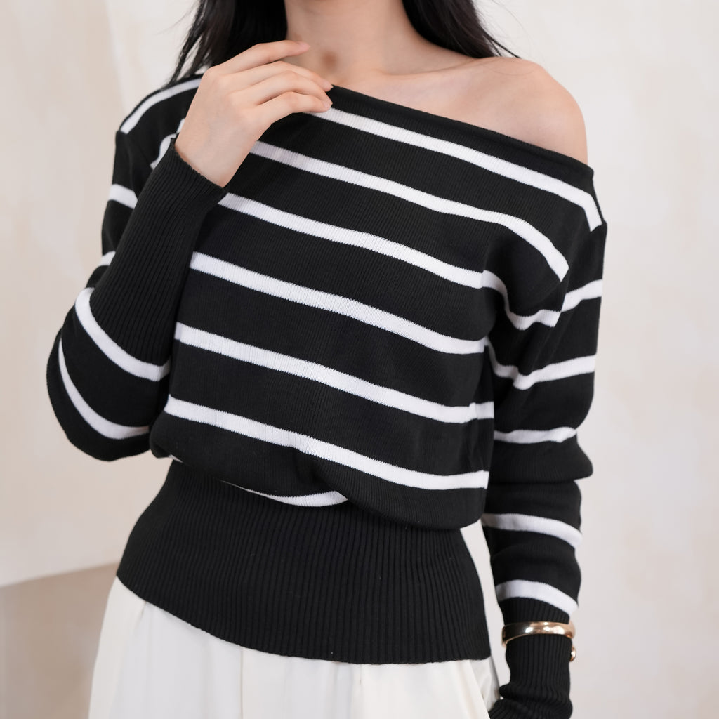 Liora Stripe Off-Shoulder Knit