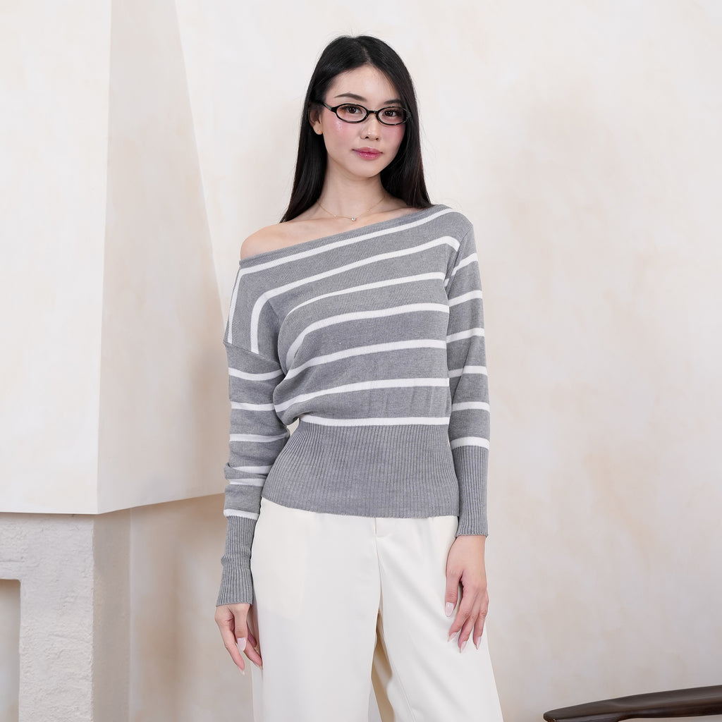 Liora Stripe Off-Shoulder Knit