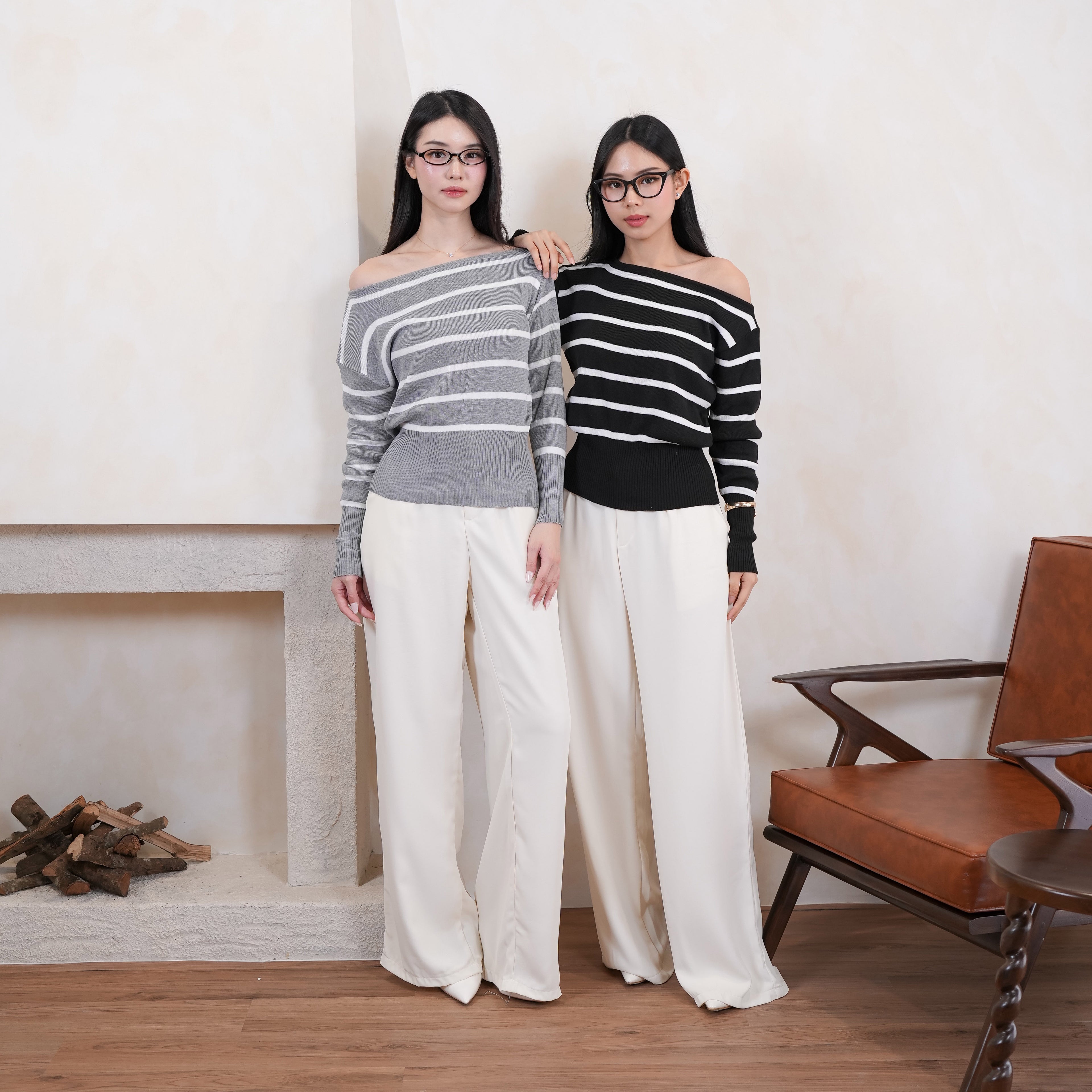 Liora Stripe Off-Shoulder Knit