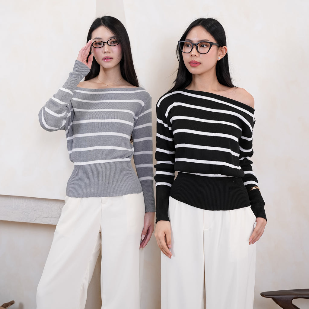 Liora Stripe Off-Shoulder Knit