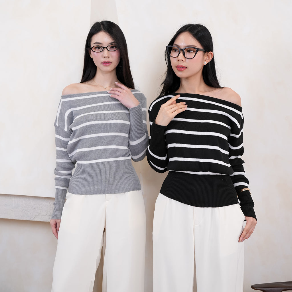 Liora Stripe Off-Shoulder Knit
