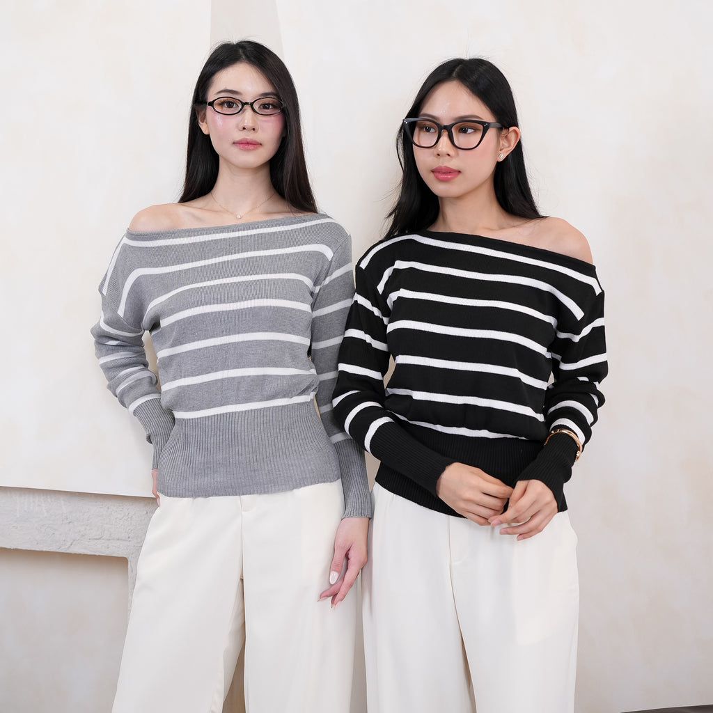 Liora Stripe Off-Shoulder Knit