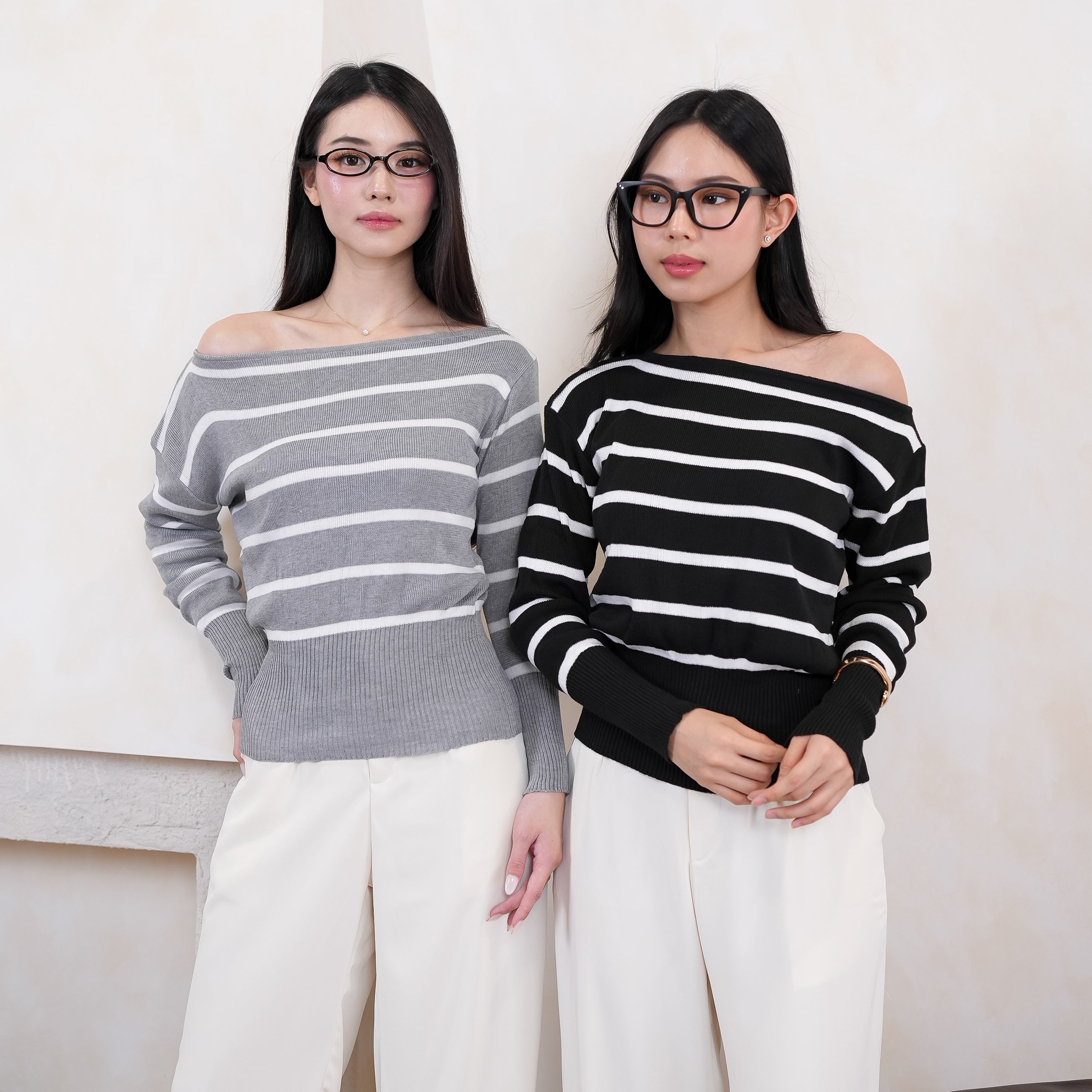 Liora Stripe Off-Shoulder Knit