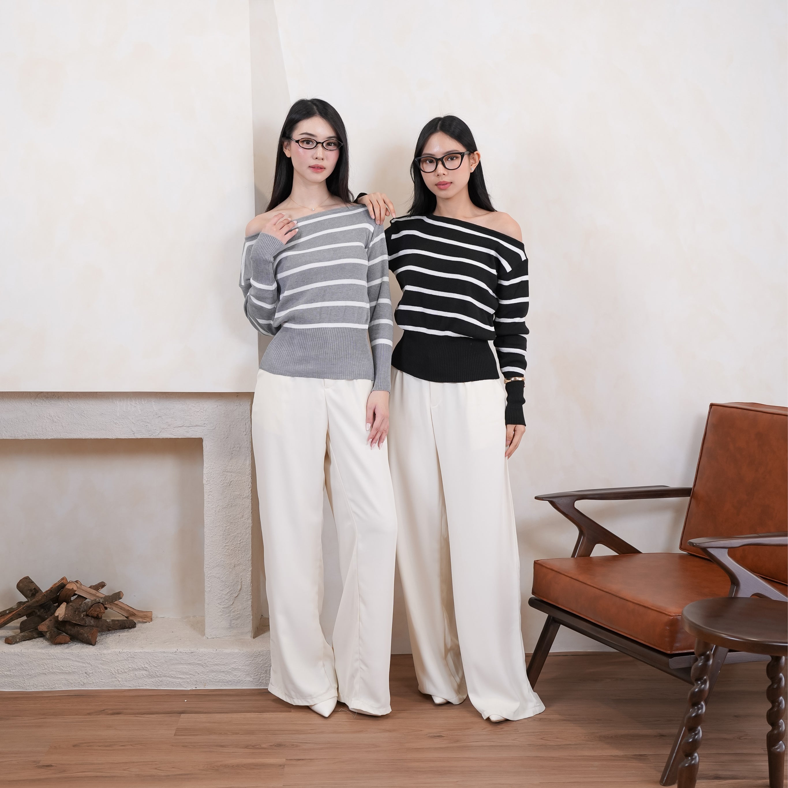 Liora Stripe Off-Shoulder Knit