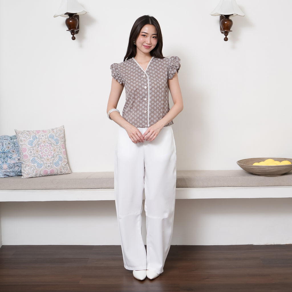 Maëra Embroidered Puff Sleeve Blouse