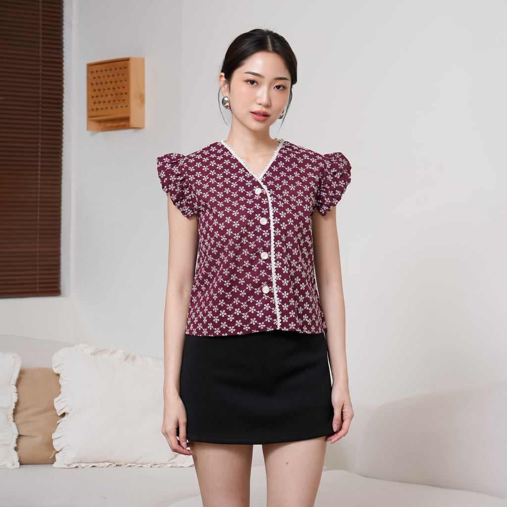 Maëra Embroidered Puff Sleeve Blouse